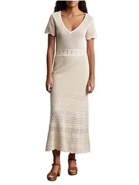Gerard Darel Cream Crochet Maxi Dress